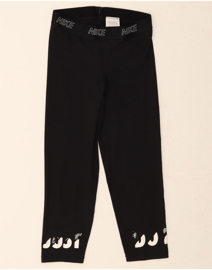 NIKE Womens Capri Graphic Leggings Medium W28 L22 Black Polyester Vintage Nike and Second-Hand Nike from Messina Hembry 