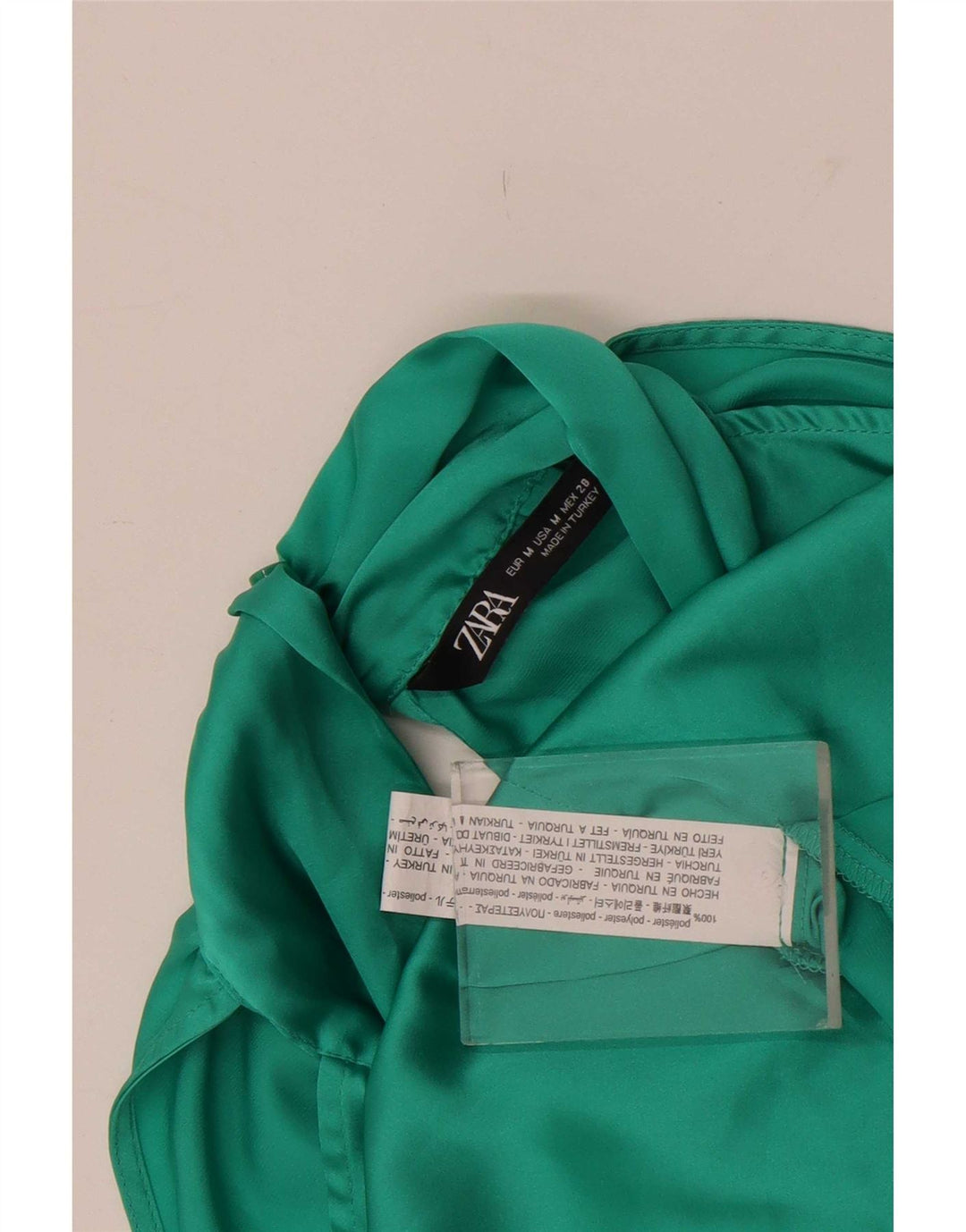 Zara Womens Sleeveless Crop Blouse Top UK 14 Medium Green Polyester