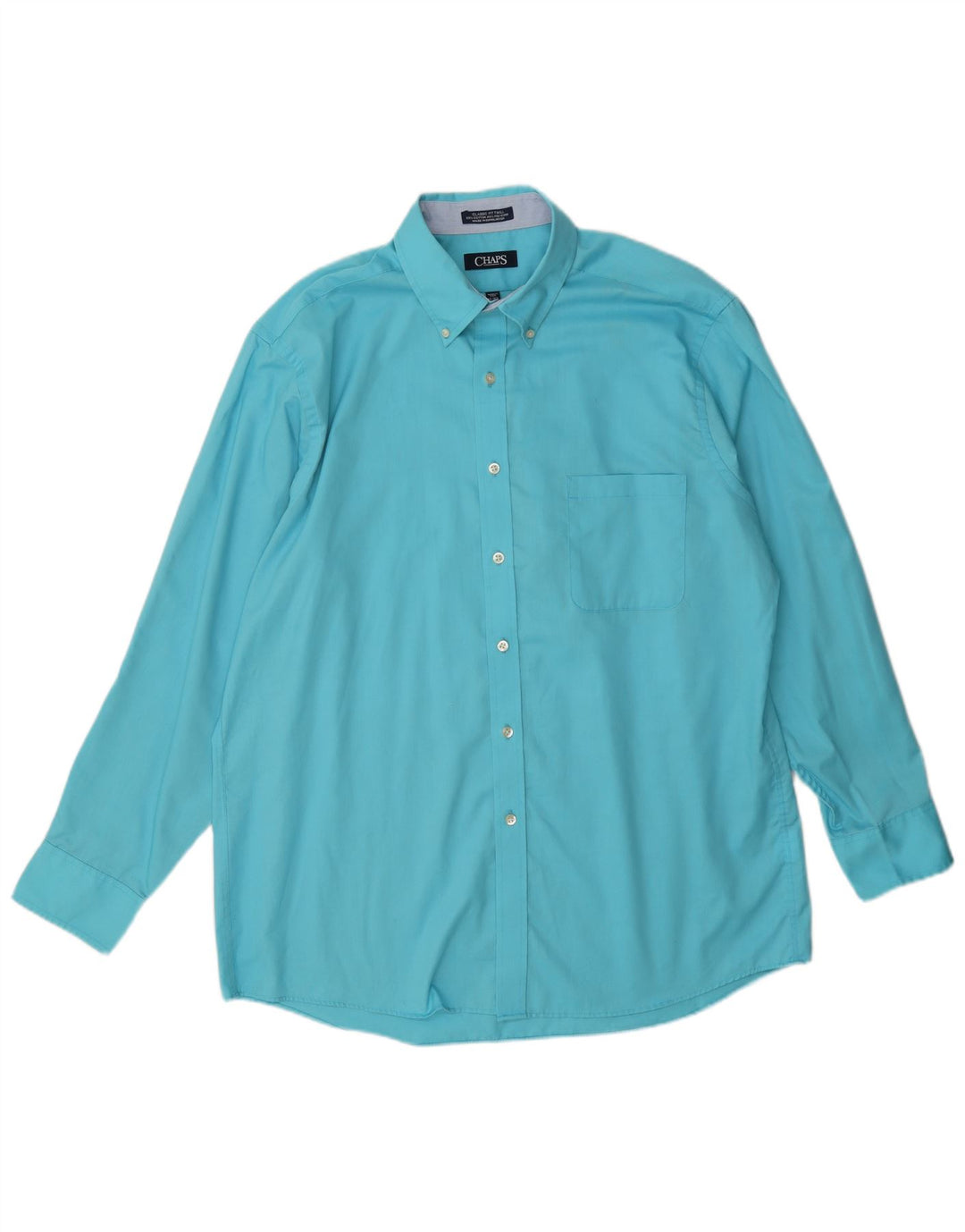 Chaps Mens Classic Fit Shirt Size 16 1/2 Large Blue Cotton