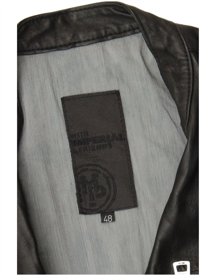 Imperial Womens Military Leather Jacket IT 48 XL Black