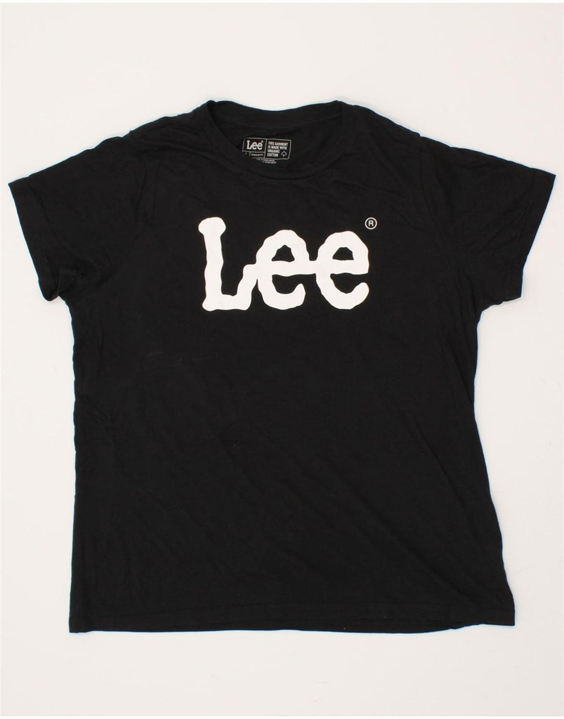 LEE Womens Regular Fit Graphic T-Shirt Top UK 16 Large Black Cotton | Vintage Lee | Thrift | Second-Hand Lee | Used Clothing | Messina Hembry 