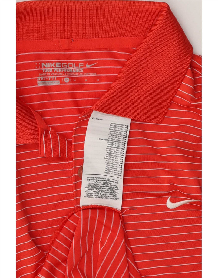 Nike Mens Dri Fit Polo Shirt Medium Red Striped Polyester