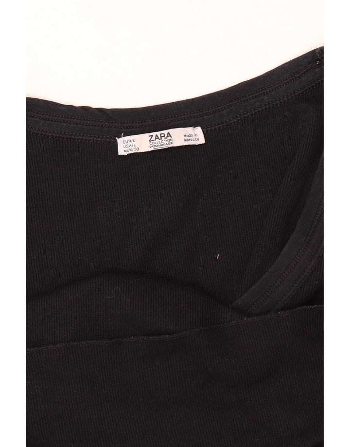 Zara Womens Vest Top UK 14 Large Black