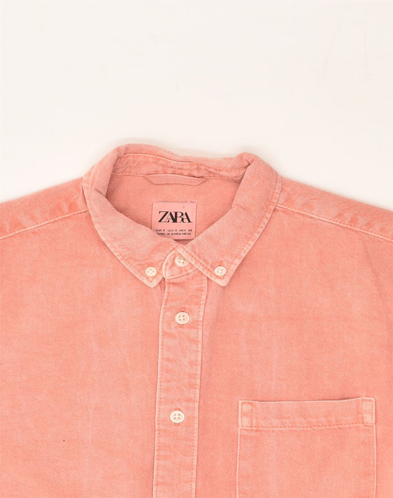 ZARA Mens Denim Shirt Small Red Cotton | Vintage Zara | Thrift | Second-Hand Zara | Used Clothing | Messina Hembry 