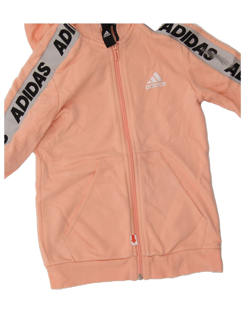 ADIDAS Girls Graphic Zip Hoodie Sweater 9-10 Years  Pink Colourblock Vintage Adidas and Second-Hand Adidas from Messina Hembry 