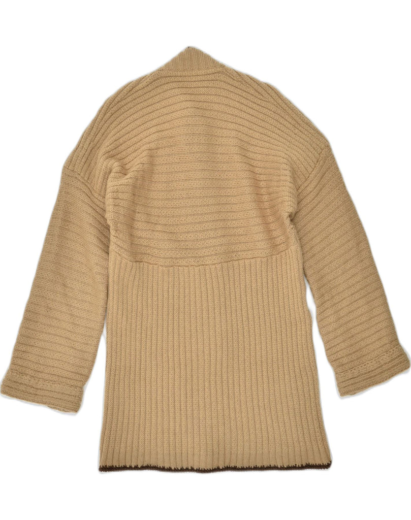 VINTAGE Womens Longline Cardigan Sweater UK 14 Medium Brown Wool | Vintage | Thrift | Second-Hand | Used Clothing | Messina Hembry 