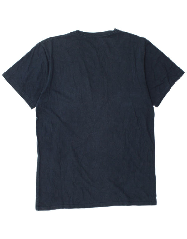 Hard Rock Mens Barcelona Graphic T-Shirt Top Medium Navy Blue Cotton