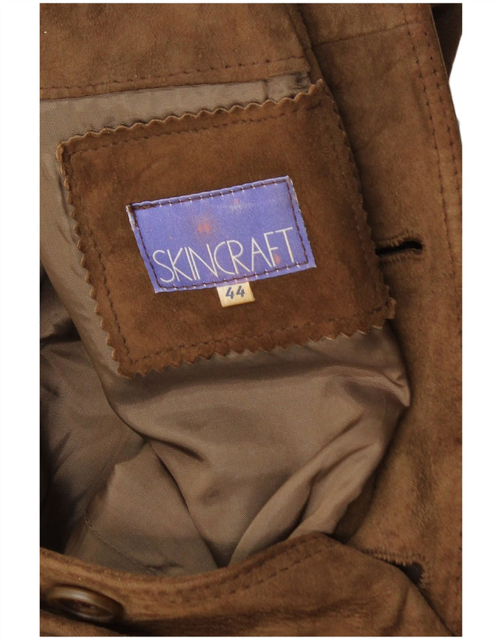 VINTAGE Mens Suede Bomber Jacket IT 44 XS Brown