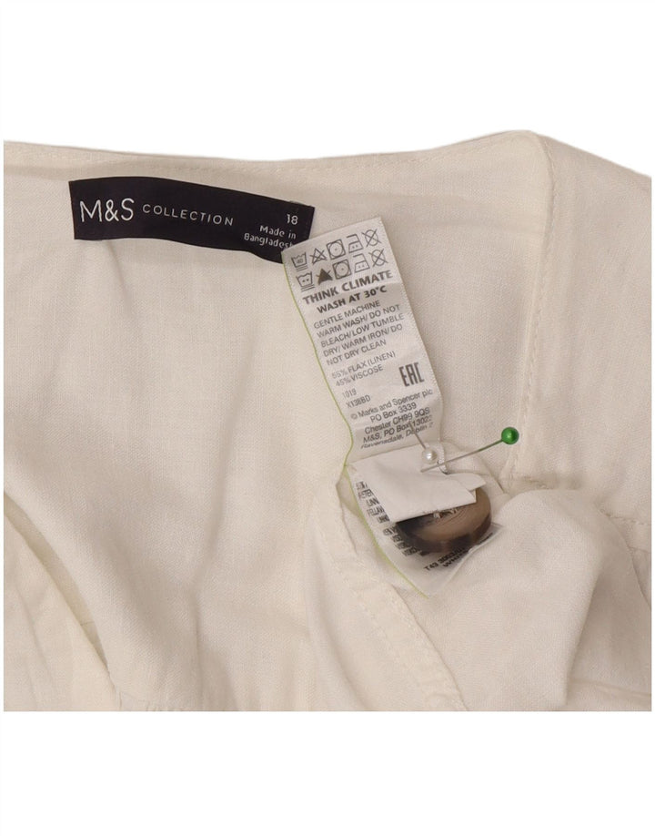 Marks & Spencer Womens Oversized Shirt Blouse UK 18 XL White Linen