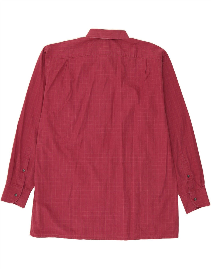 PIERRE CARDIN Mens Shirt Size 41 Large Burgundy Check Cotton Vintage Pierre Cardin and Second-Hand Pierre Cardin from Messina Hembry 