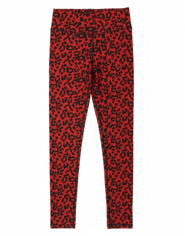 Guess Womens Graphic Crop Leggings UK 14 Large Red Animal Print Polyester