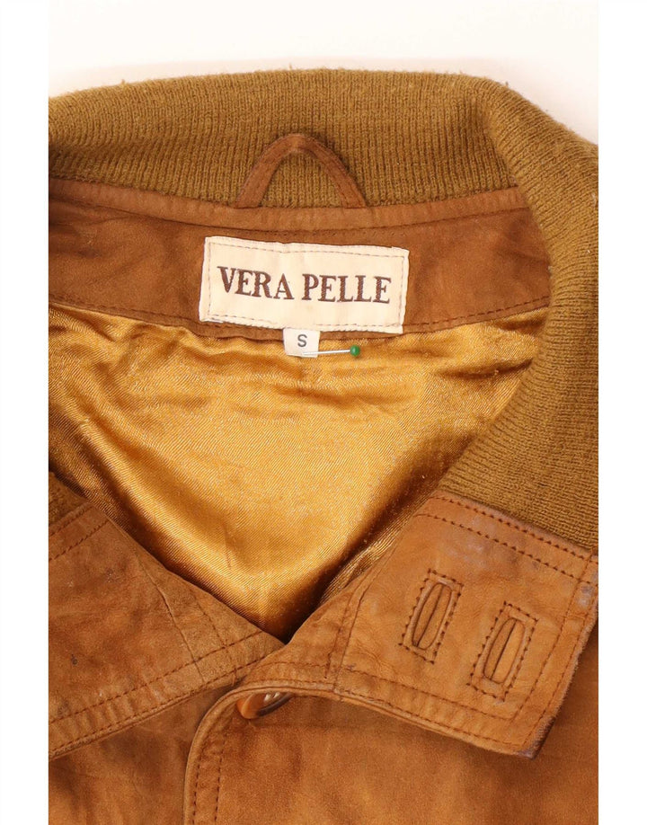 Vintage Mens Suede Bomber Jacket UK 36 Small Brown Leather