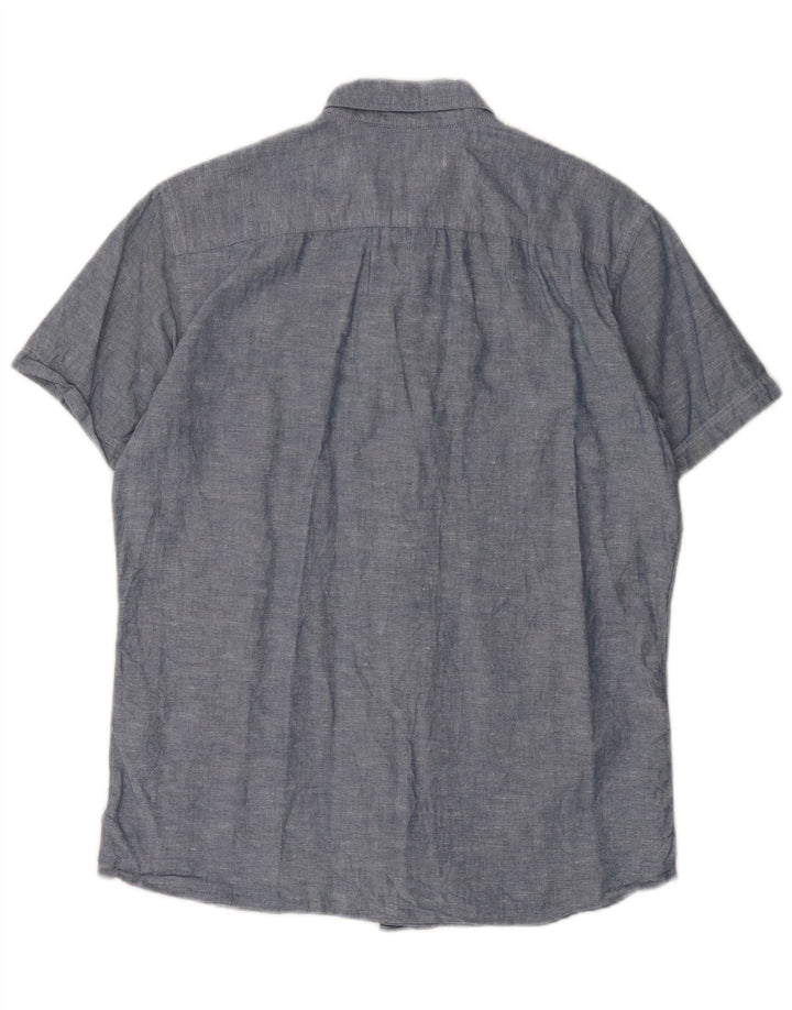Jack & Jones Mens Short Sleeve Shirt Medium Blue Cotton