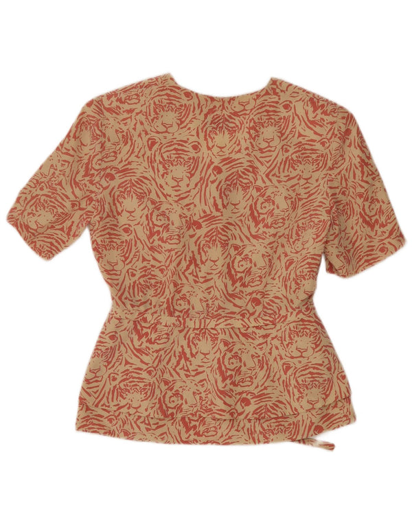 MARCO TESTA Womens 3 Button Blazer Jacket IT 42 Medium Beige Animal Print