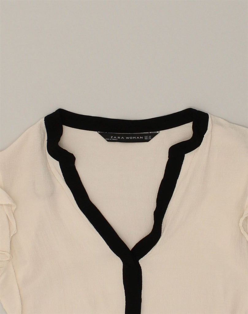 ZARA Womens Blouse Top UK 8 Small Off White Viscose | Vintage Zara | Thrift | Second-Hand Zara | Used Clothing | Messina Hembry 