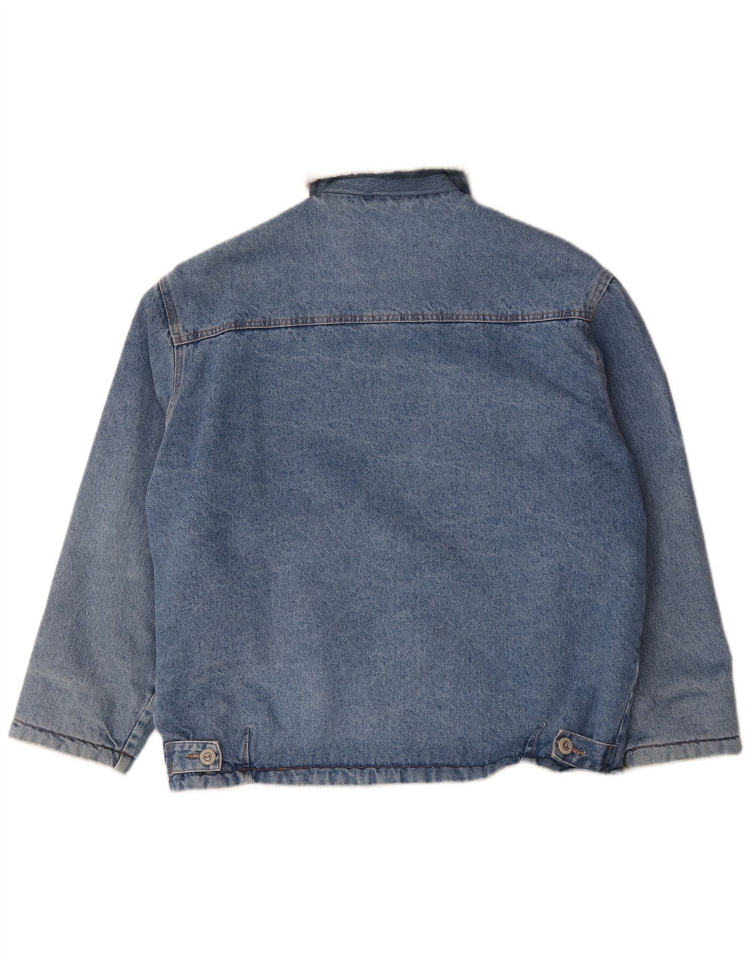 Ritt Mens Graphic Denim Sherpa Jacket UK 40 Large Blue Cotton