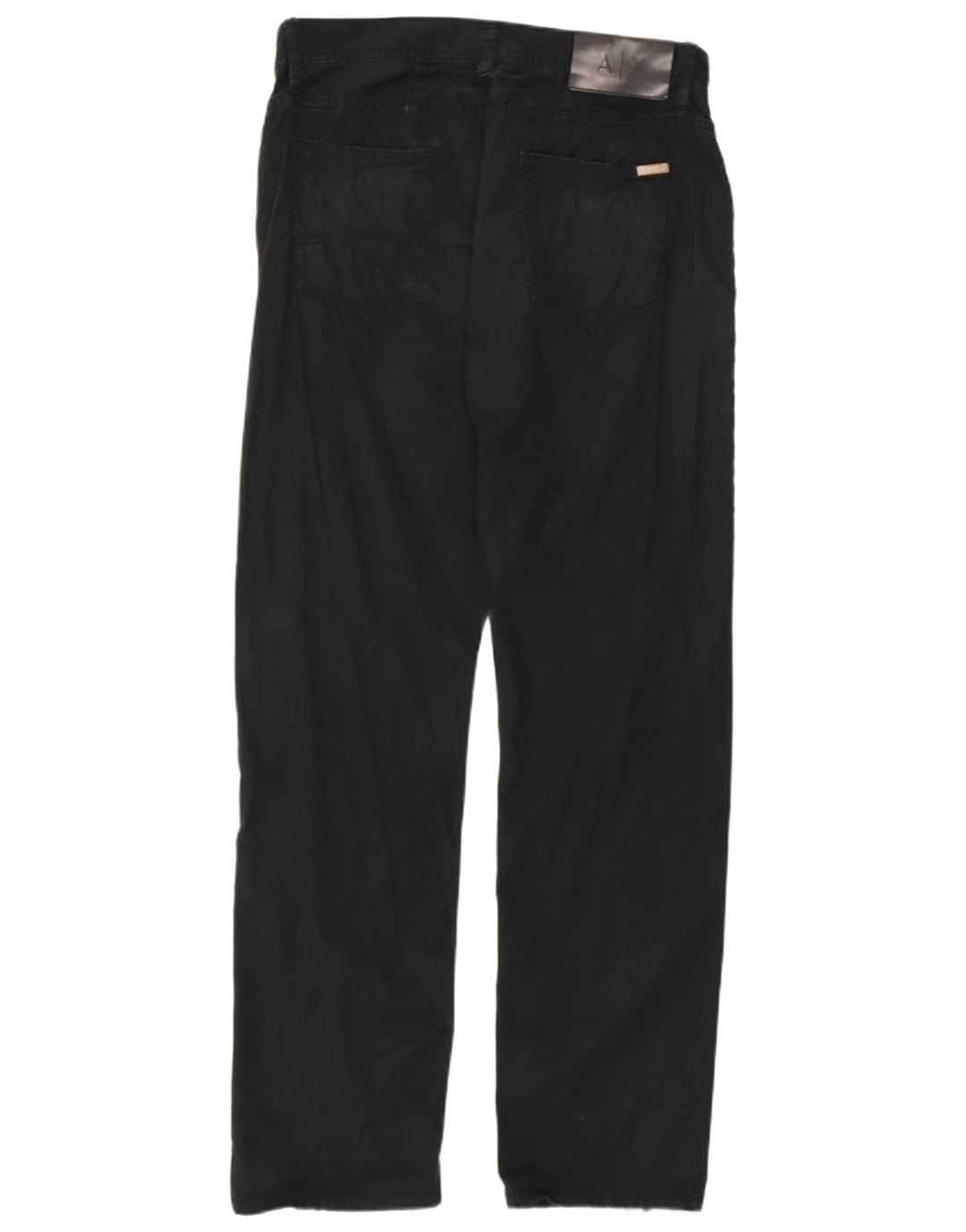 Armani Exchange Mens Straight Casual Trousers W32 L30 Black Cotton