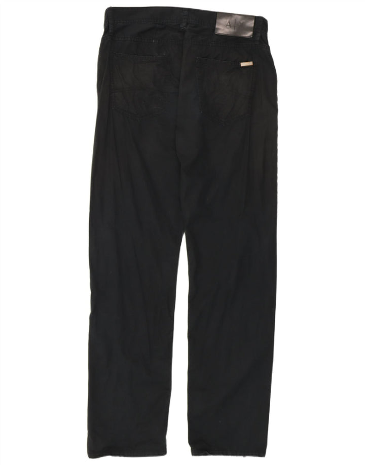 Armani Exchange Mens Straight Casual Trousers W32 L30 Black Cotton