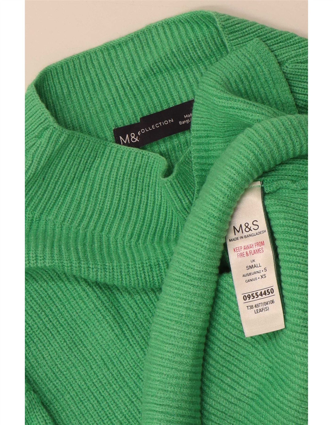 Marks & Spencer Womens Turtle Neck Jumper Sweater UK 10 Small Green Viscose