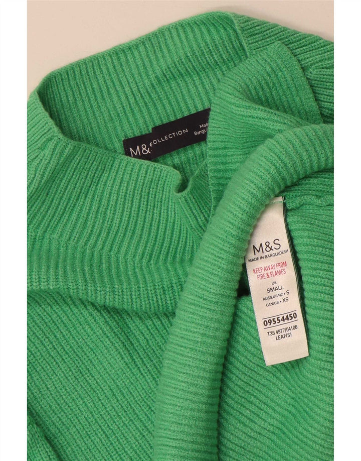 Marks & Spencer Womens Turtle Neck Jumper Sweater UK 10 Small Green Viscose