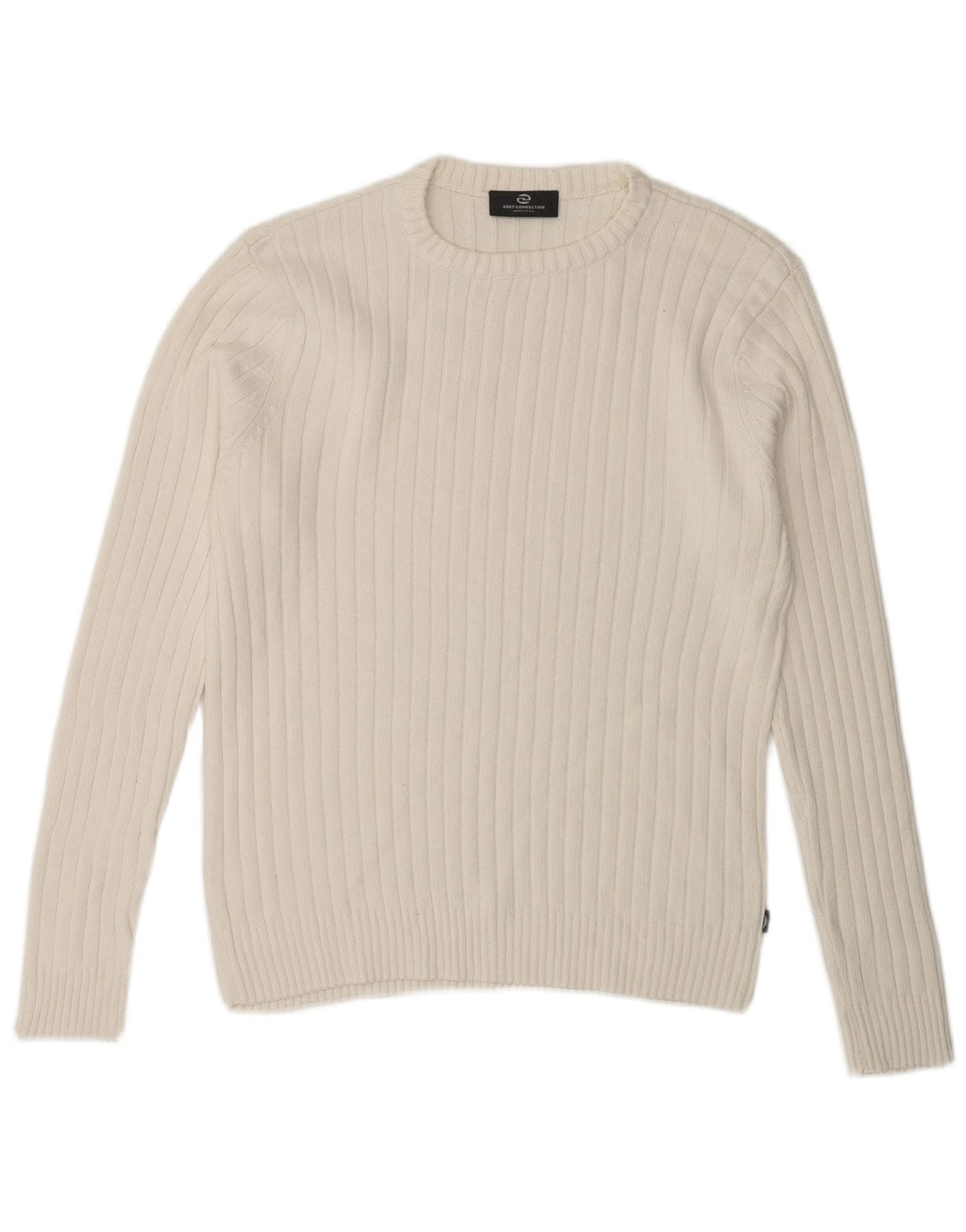 Vintage Mens Crew Neck Jumper Sweater Small White Cotton