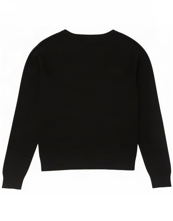 Zara Womens V-Neck Jumper Sweater UK 10 Small Black Cotton