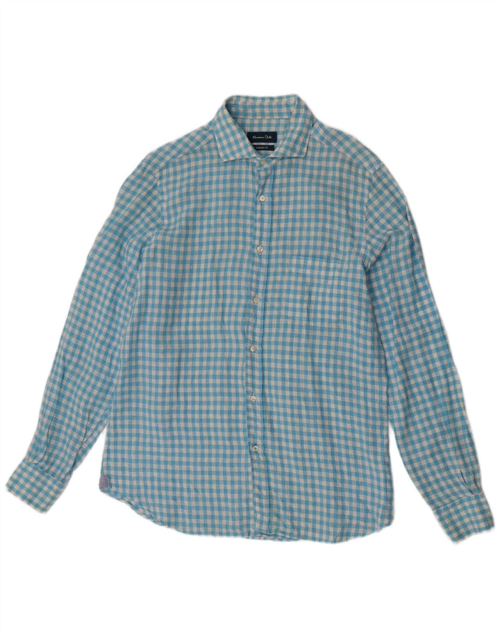 Massimo Dutti Mens Casual Fit Shirt Large Blue Gingham