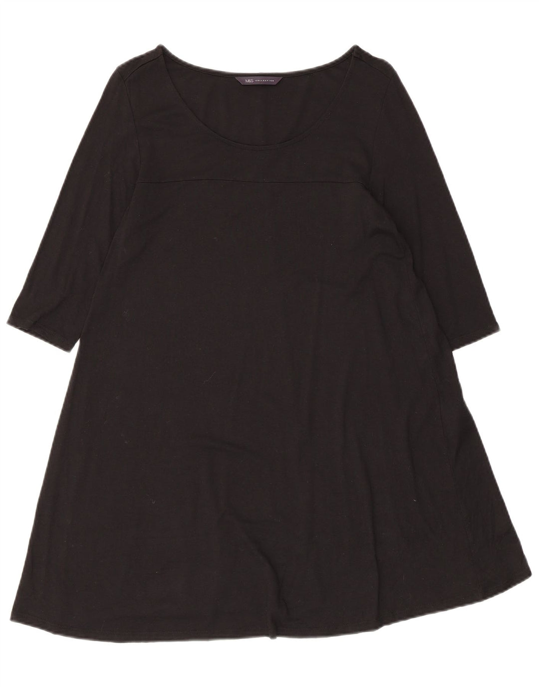 Marks & Spencer Womens 3/4 Sleeve A-Line Dress UK 8 Small Black Viscose