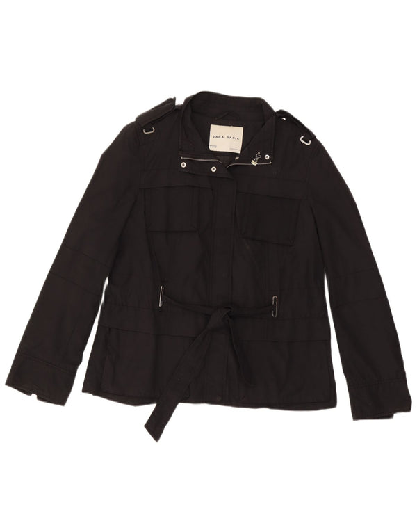 Zara Womens Military Jacket UK 18 XL Black Cotton