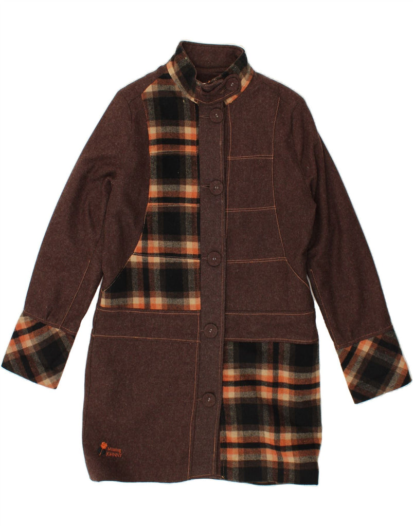 VINTAGE Womens Overcoat UK 14 Large Brown Check Wool Vintage Vintage and Second-Hand Vintage from Messina Hembry 