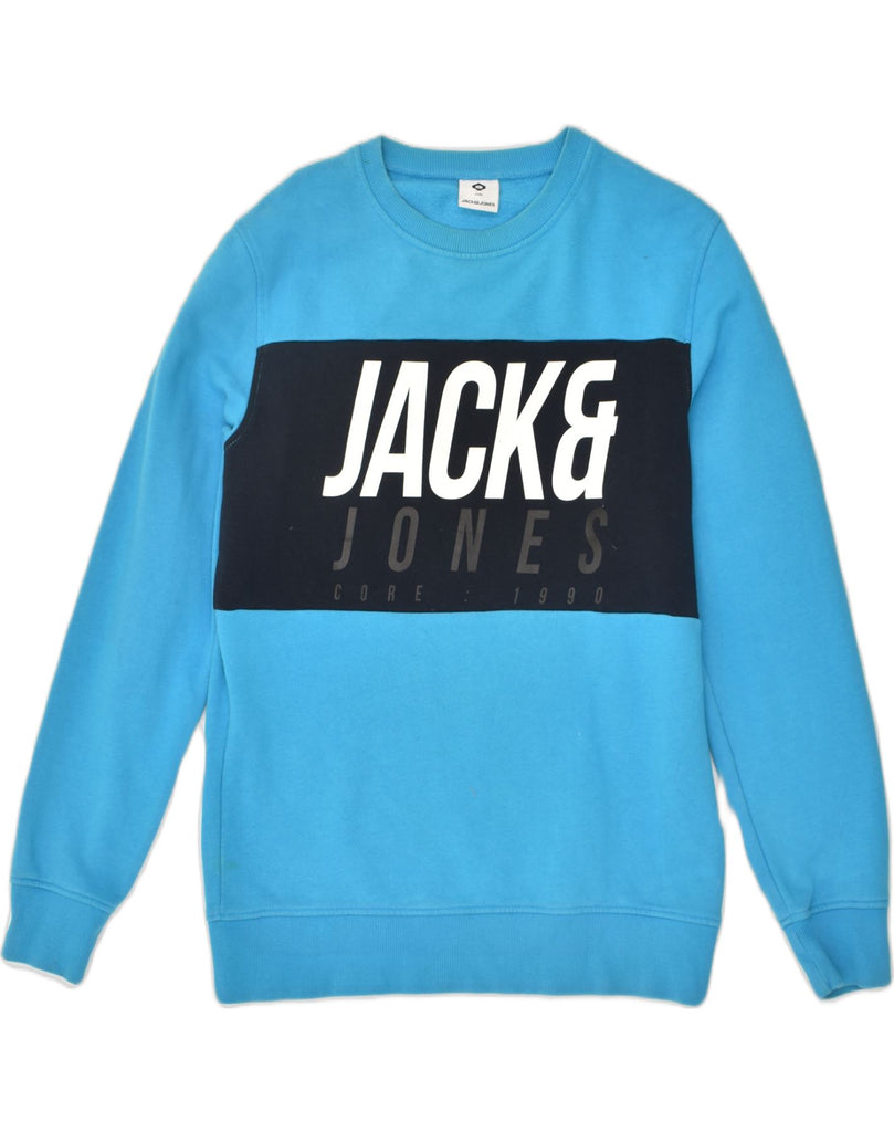 JACK & JONES Mens Graphic Sweatshirt Jumper Medium Blue Cotton | Vintage Jack & Jones | Thrift | Second-Hand Jack & Jones | Used Clothing | Messina Hembry 