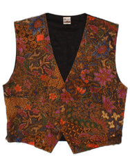 VINTAGE Mens Waistcoat IT 50 Medium Multicoloured Floral Cotton