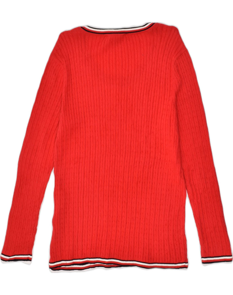 TOMMY HILFIGER Womens Crew Neck Jumper Sweater UK 14 Large Red Cotton | Vintage Tommy Hilfiger | Thrift | Second-Hand Tommy Hilfiger | Used Clothing | Messina Hembry 