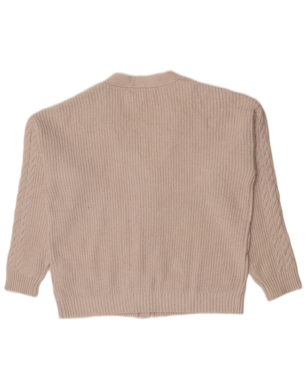 Marks & Spencer Womens Cardigan Sweater UK 14 Medium Beige Polyester