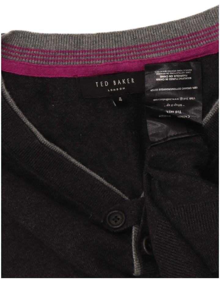 TED BAKER Mens V-Neck Jumper Sweater Size 4 Large Grey Cotton