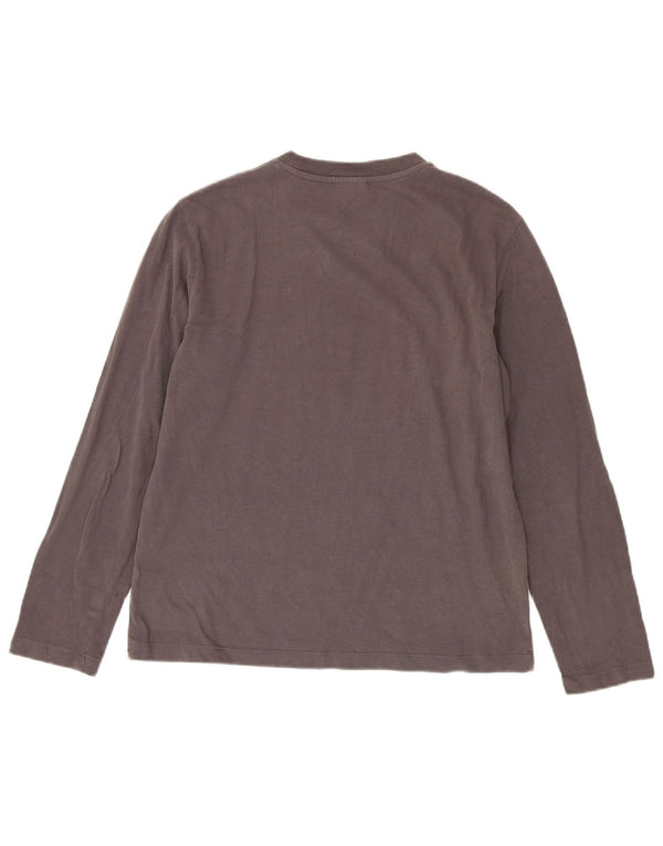 Trussardi Jeans Womens Graphic Top Long Sleeve UK 14 Large Grey Cotton