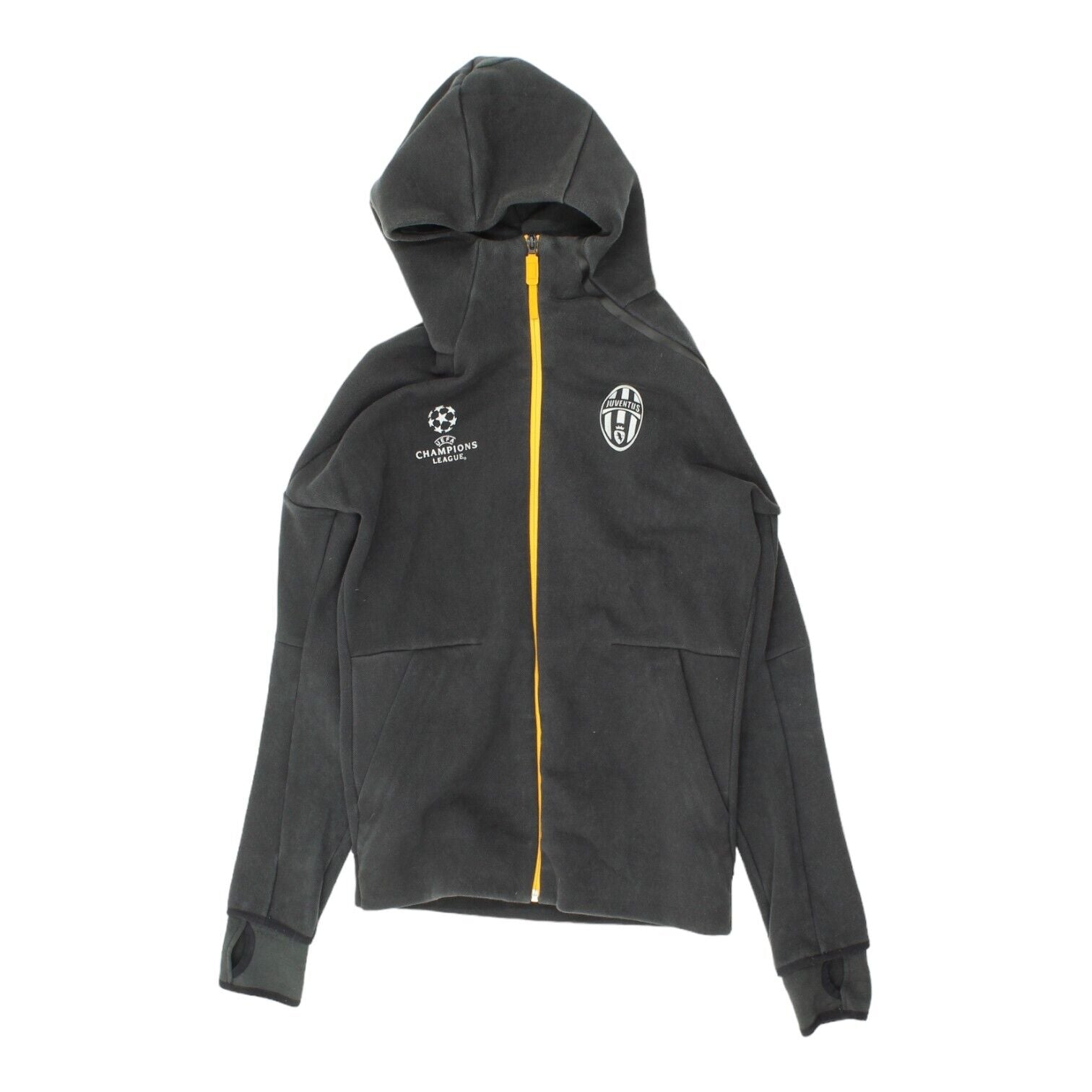 Juventus Champions League Mens Grey Adidas Full Zip Hoodie Football Jacket