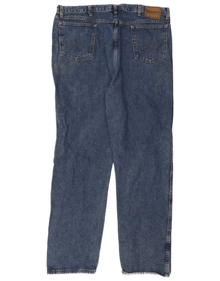 Wrangler Mens Straight Jeans W42 W34 Blue Cotton