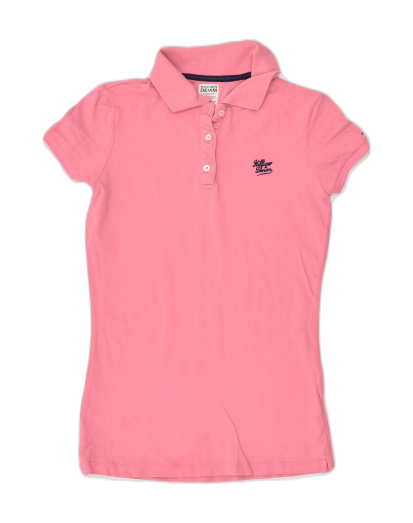 TOMMY HILFIGER Womens Polo Shirt UK 10 Small Pink Cotton | Vintage Tommy Hilfiger | Thrift | Second-Hand Tommy Hilfiger | Used Clothing | Messina Hembry 