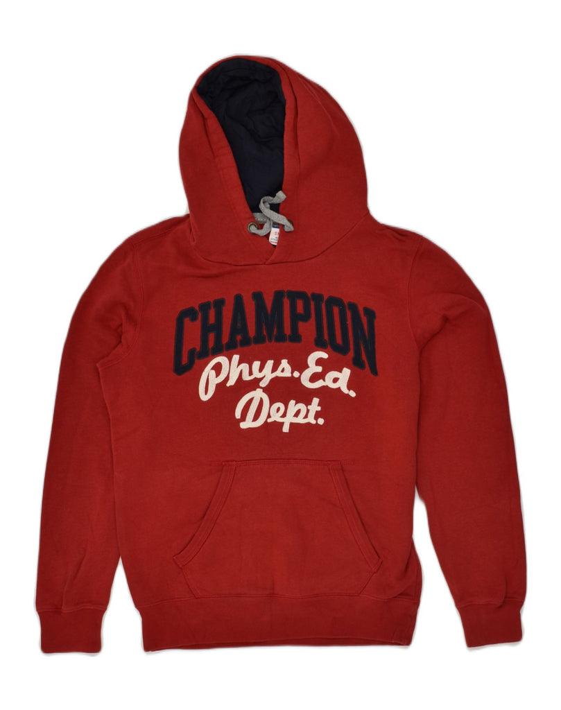 CHAMPION Mens Graphic Hoodie Jumper Small Red Cotton | Vintage Champion | Thrift | Second-Hand Champion | Used Clothing | Messina Hembry 