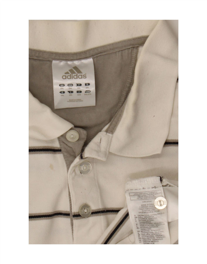 ADIDAS Mens Polo Shirt 2XL White Striped Cotton Vintage Adidas and Second-Hand Adidas from Messina Hembry 