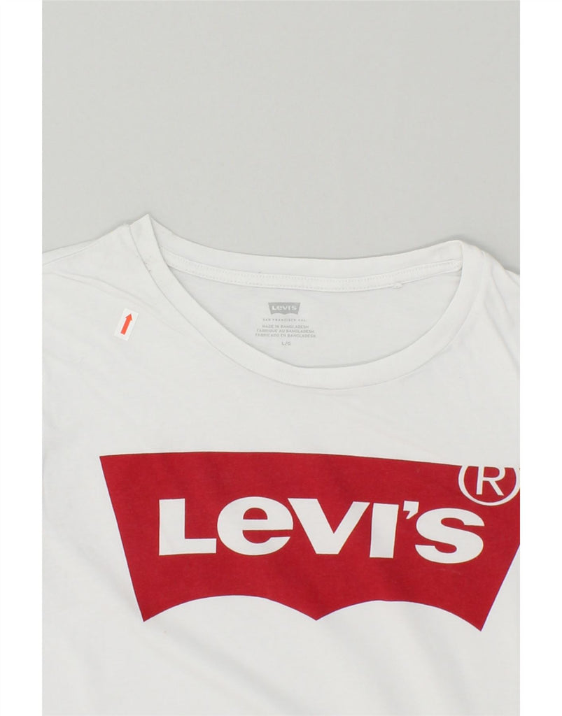LEVI'S Womens Graphic T-Shirt Top UK 16 Large White Cotton | Vintage Levi's | Thrift | Second-Hand Levi's | Used Clothing | Messina Hembry 