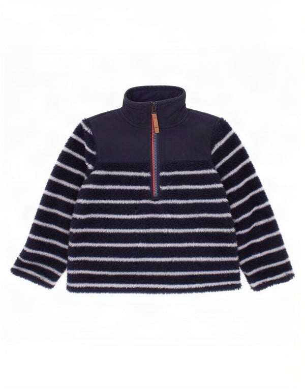 Joules Baby Boys Zip Neck Fleece Jumper 18-24 Months Navy Blue Striped