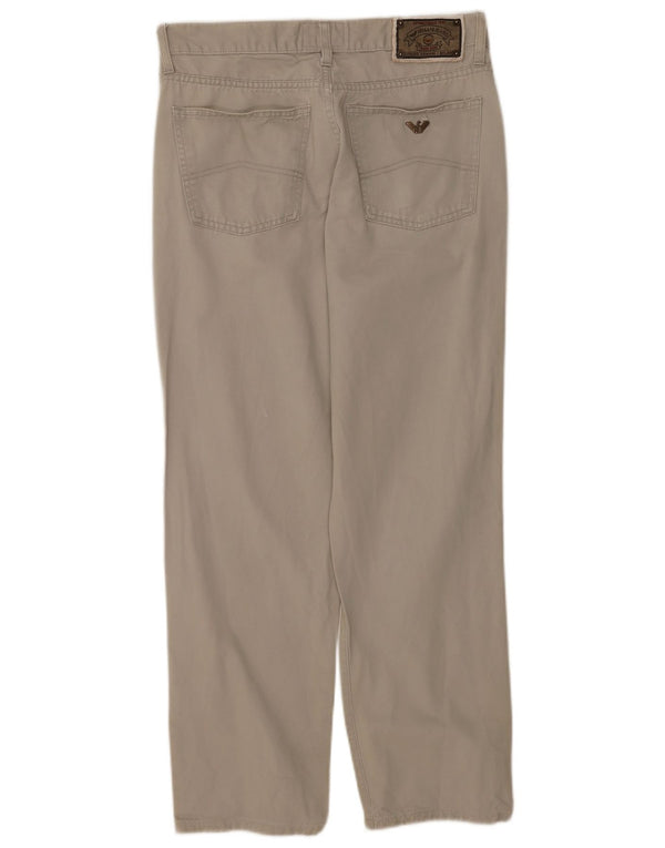 Armani Mens Straight Casual Trousers W34 L30 Grey Cotton