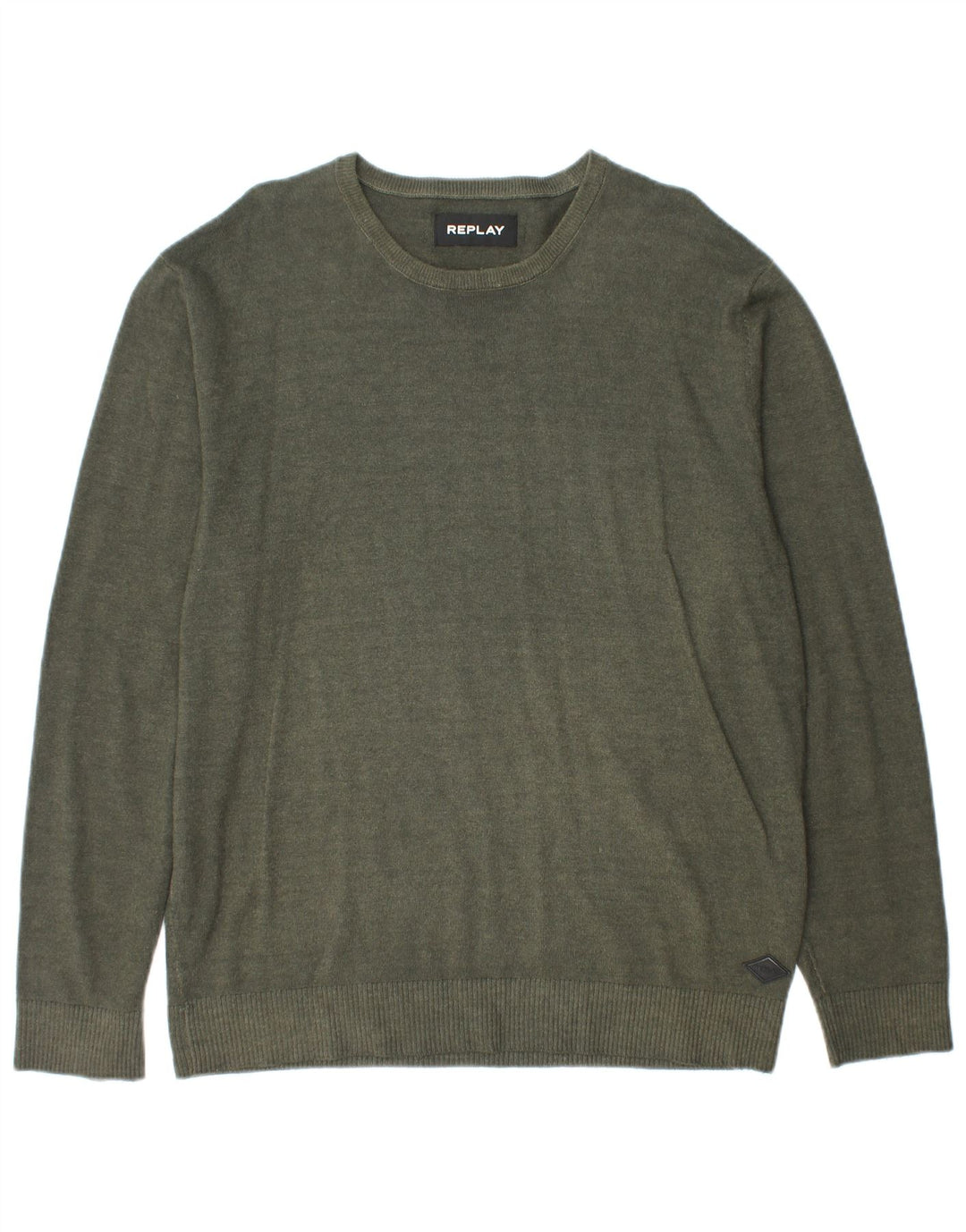 REPLAY Mens Boat Neck Jumper Sweater XL Khaki Wool