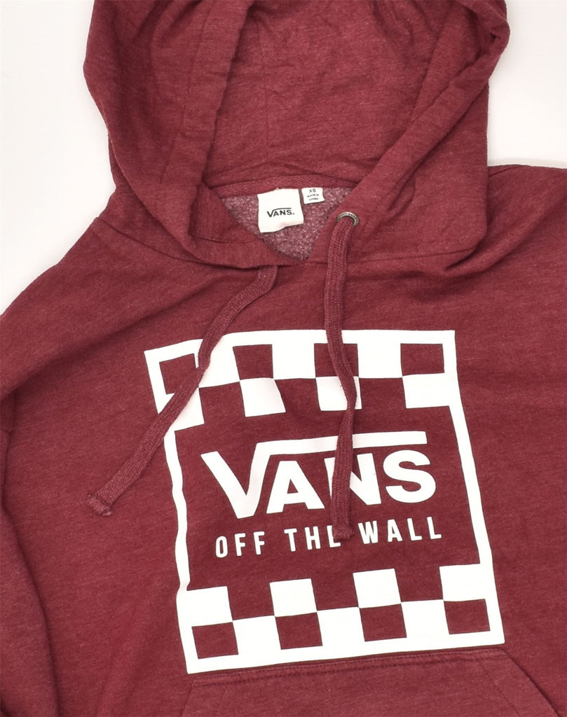 VANS Mens Graphic Hoodie Jumper XS Burgundy Cotton | Vintage Vans | Thrift | Second-Hand Vans | Used Clothing | Messina Hembry 