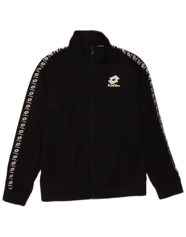 Lotto Girls Graphic Tracksuit Top Jacket 13-14 Years Large Black Polyester