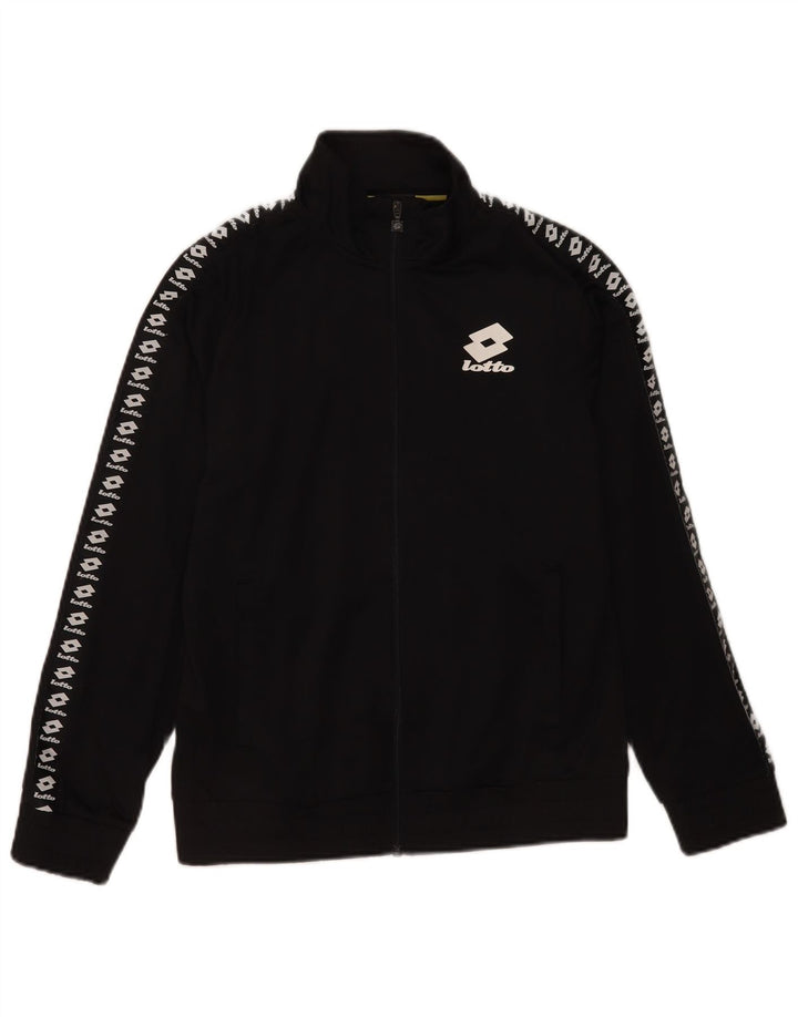 Lotto Girls Graphic Tracksuit Top Jacket 13-14 Years Large Black Polyester