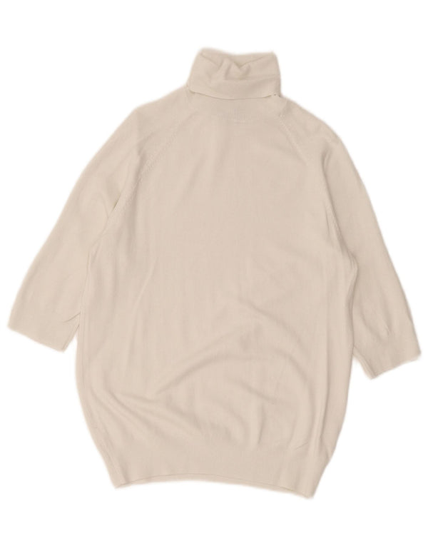 Zara Womens 3/4 Sleeve Roll Neck Jumper Sweater UK 14 Large White