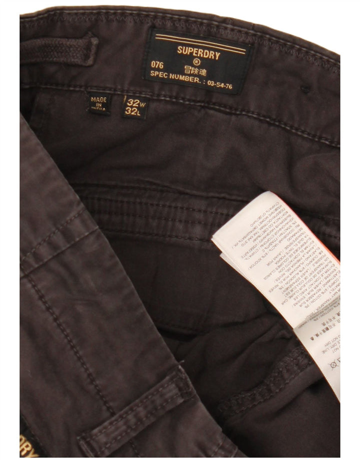 Superdry Mens Straight Cargo Trousers W32 L29 Black Cotton